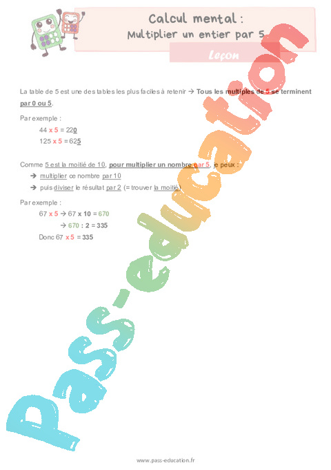 Leçon Stratégie de calcul mental : CE2