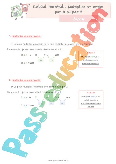 Leçon Stratégie de calcul mental : CM2