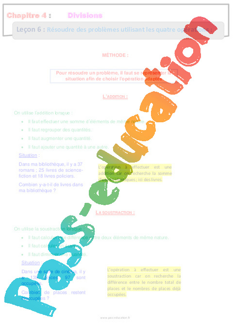 Cours Toutes opérations : 6ème