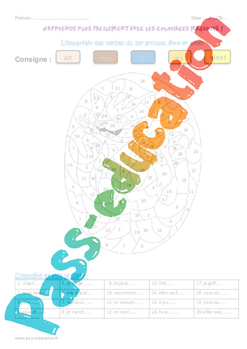 Coloriage magique - Être Avoir : CE1