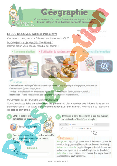 Leçon, exercice et évaluation :<br/> Communication et information : CM2