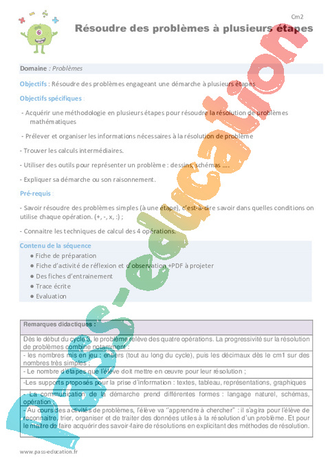 Autres problèmes - Problèmes - Mathématiques - Cycle 3 - Séquences didactiques CRPE 2025