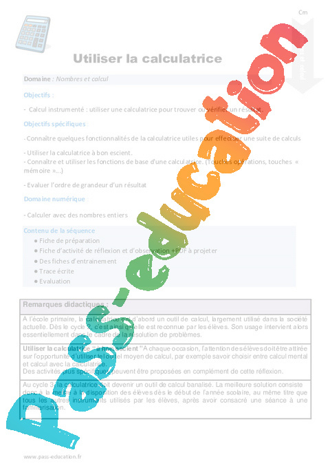 Calculs - Mathématiques - Cycle 3 - Séquences didactiques CRPE 2025