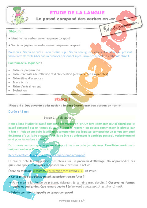 Conjugaison - Étude de la langue - Français - Cycle 2 - Séquences didactiques CRPE 2025