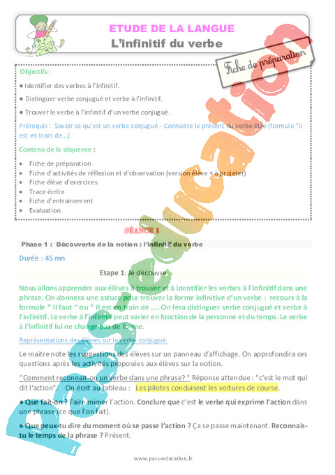 Groupes des verbes - Conjugaison - Français - Cycle 3 - Séquences didactiques CRPE 2025