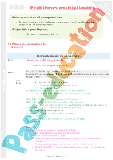 Les opérations - Calculs - Problèmes - Mathématiques - Cycle 3 - Séquences didactiques CRPE 2025