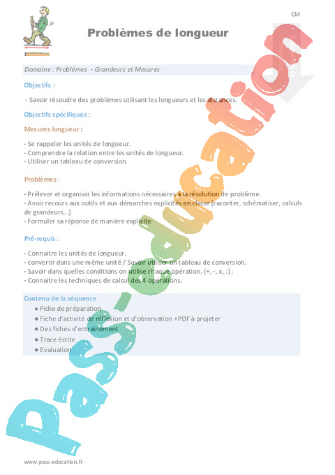 Longueurs - Mesures - Problèmes - Mathématiques - Cycle 3 - Séquences didactiques CRPE 2025