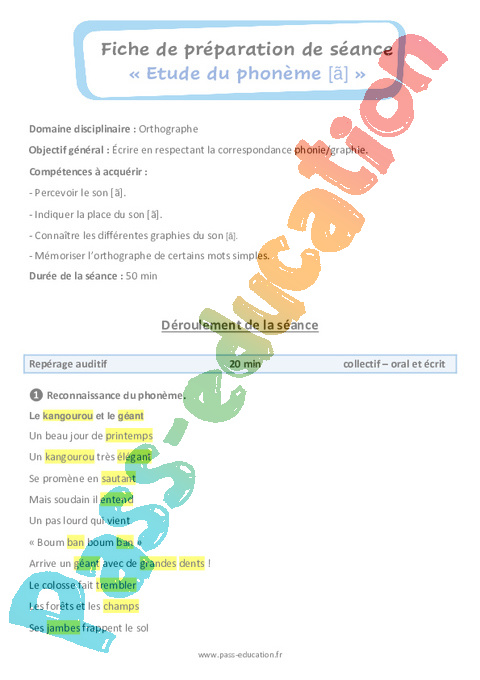 Phonologie - Français - Cycle 2 - Séquences didactiques CRPE 2025