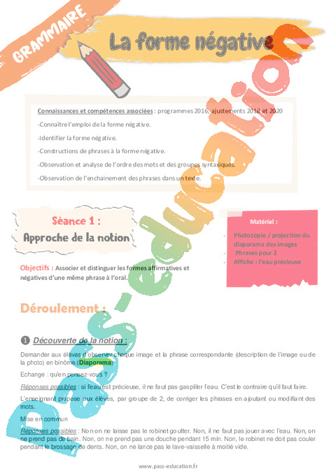 Phrase / Types de phrase - Grammaire - Français - Cycle 3 - Séquences didactiques CRPE 2025