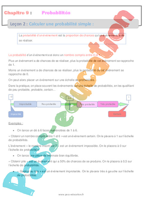 Probabilités - Organisation et gestion des données - Mathématiques - 5ème - Séquences didactiques CRPE 2025