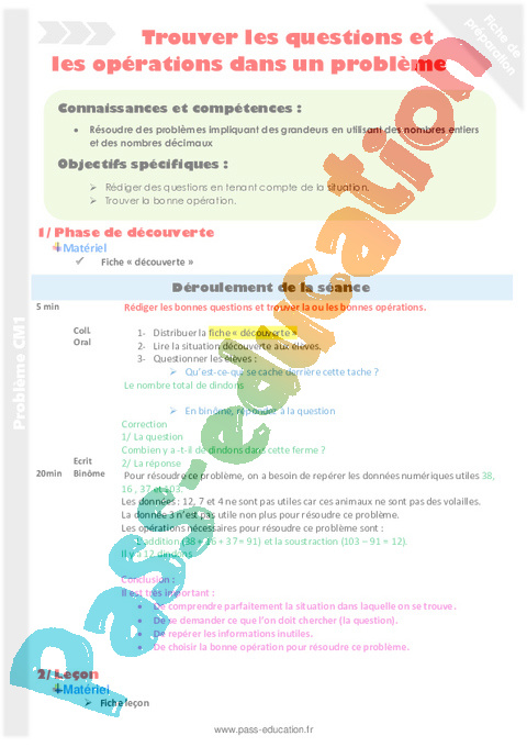 Problème de recherche d'informations - Problèmes - Mathématiques - Cycle 3 - Séquences didactiques CRPE 2025