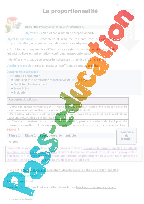 Proportionnalité - Proportionnalité - Organisation et gestion des données - Mathématiques - Cycle 3 - Séquences didactiques CRPE 2025