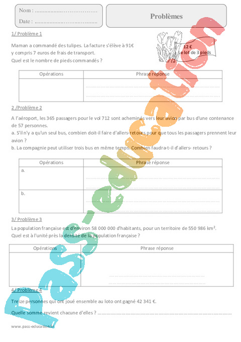 Leçon, exercice et évaluation :<br/> De divisions : CM2
