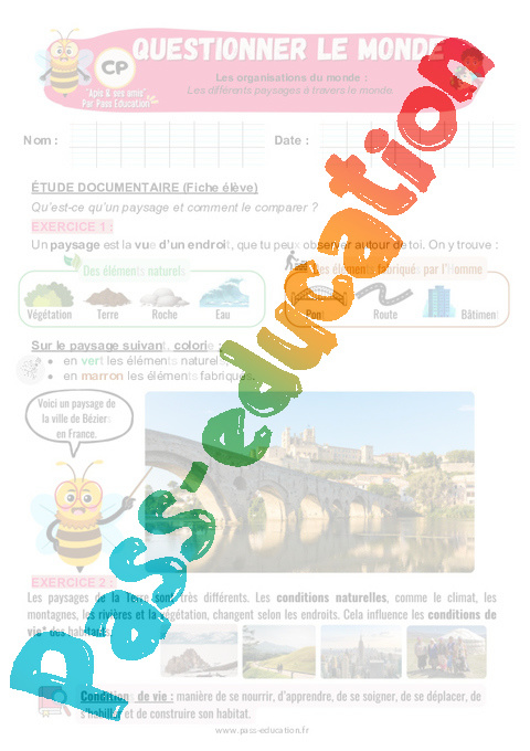 Leçon, exercice et évaluation :<br/> Des représentations du monde : CP