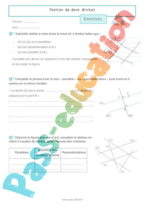 Cours et exercice : Droites et demi-droites : 6ème