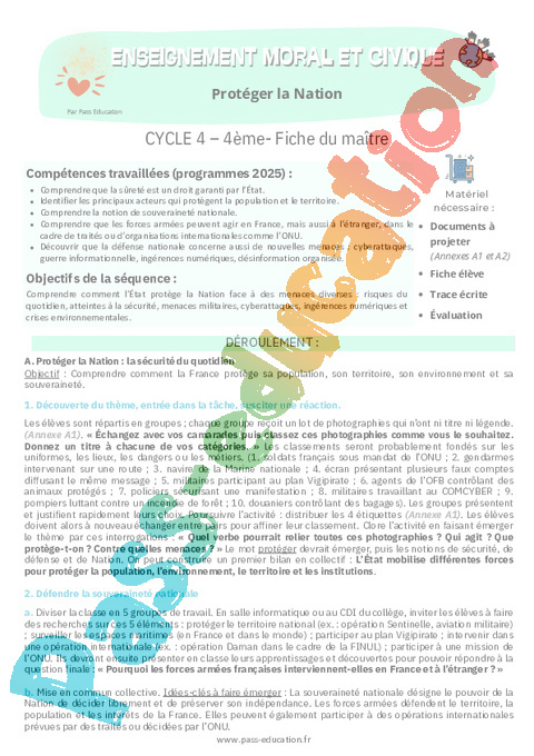 Cours et exercice : EMC Education morale et civique : 4ème