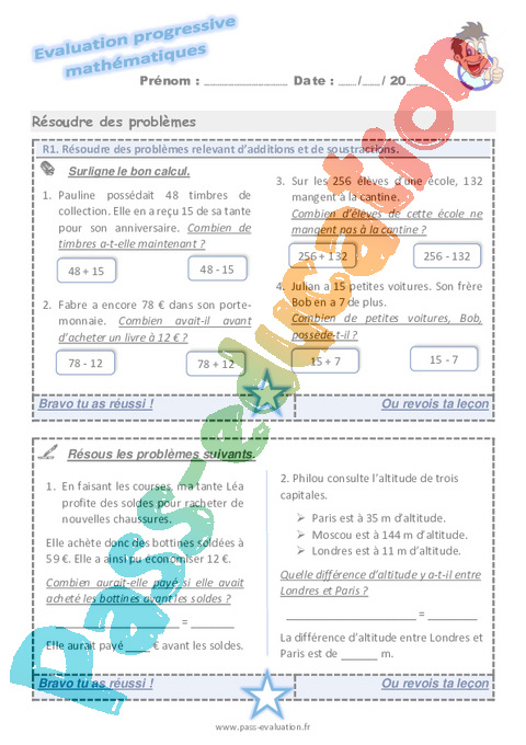 Evaluation progressive par compétences : Additifs : CE2