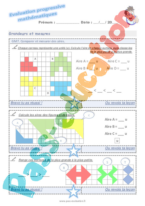 Evaluation progressive par compétences : Aires : CM1