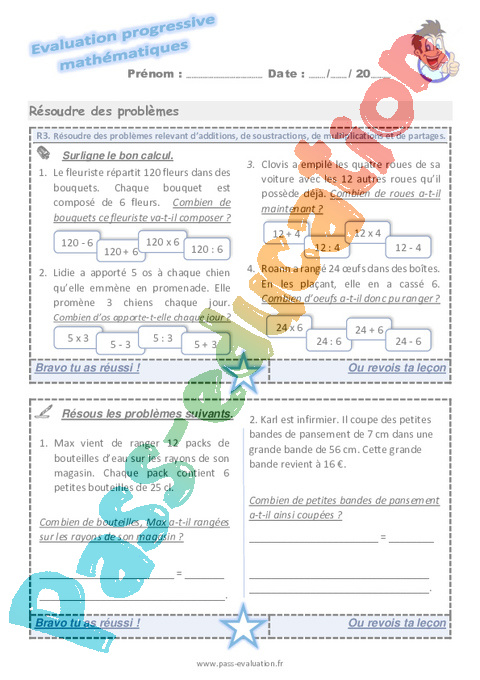 Evaluation progressive par compétences : De divisions : CE2