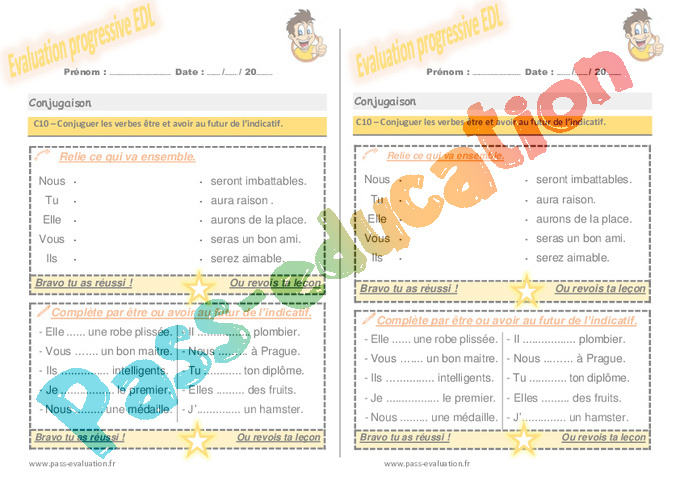 Evaluation progressive par compétences : Être Avoir : CE1
