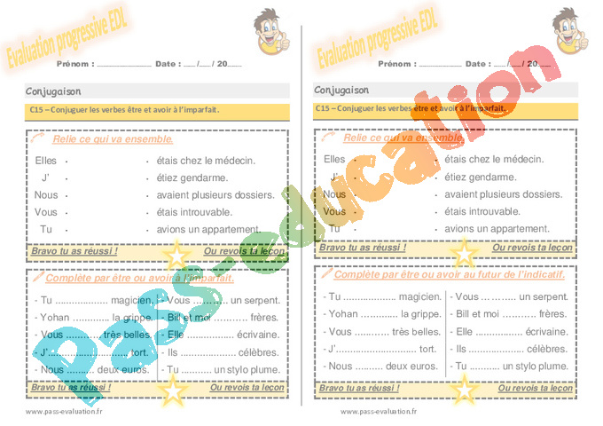 Evaluation progressive par compétences : Être Avoir : CE1