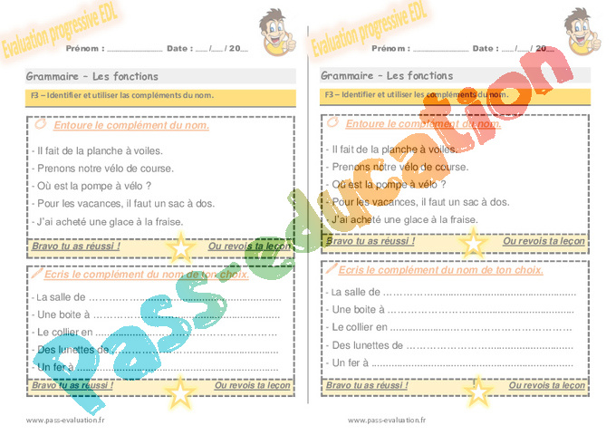 Evaluation progressive par compétences : Les compléments : CE1