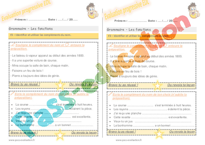 Evaluation progressive par compétences : Les compléments : CE2