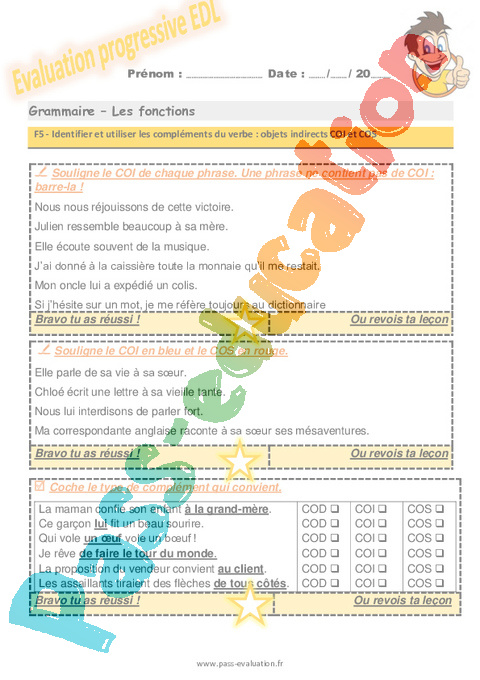 Evaluation progressive par compétences : Les compléments : CM2