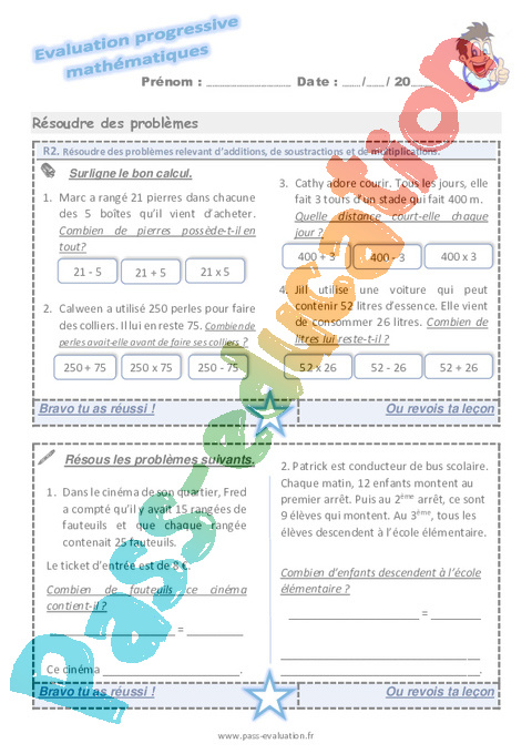 Evaluation progressive par compétences : Multiplicatifs : CE2