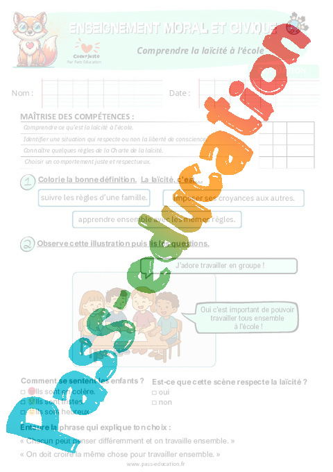 Evaluation Altérité et sociabilité : CM1