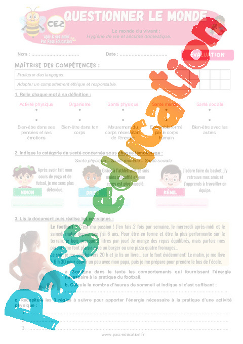 Evaluation Êtres vivants dans leur environnement : CE2