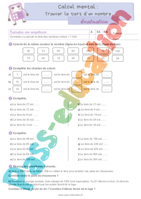 Evaluation Fractions : CM1