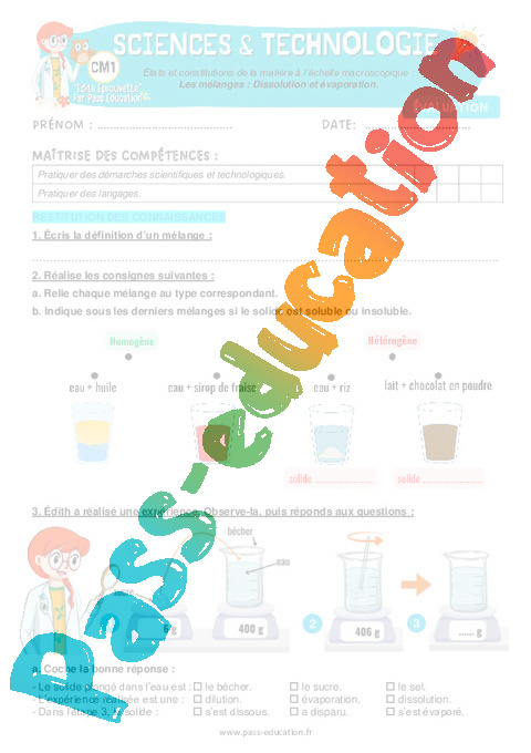 Evaluation L'énergie : CM1
