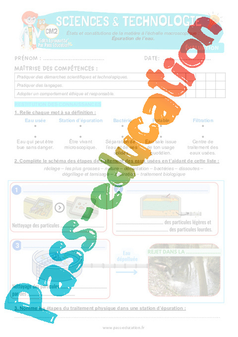 Evaluation La matière : CM2