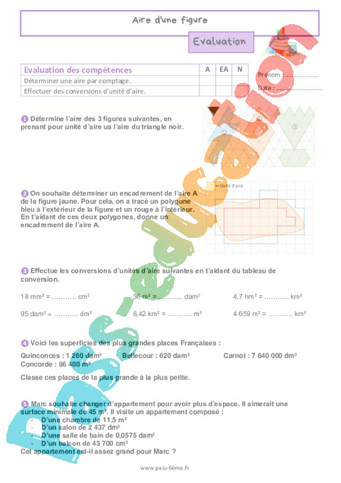 Evaluation Les angles : 6ème