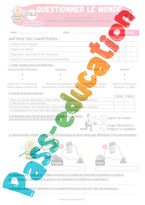 Evaluation Les objets techniques au cœur de la société : CE2