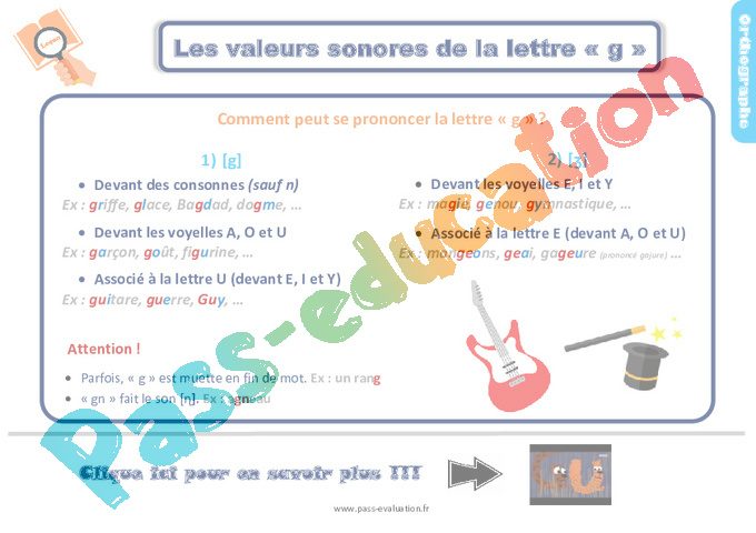 Evaluation Lettre g : CE2