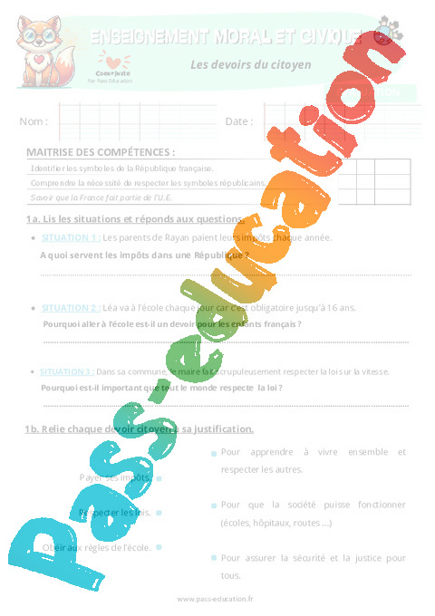 Evaluation Liberté et droits fondamentaux : CM2