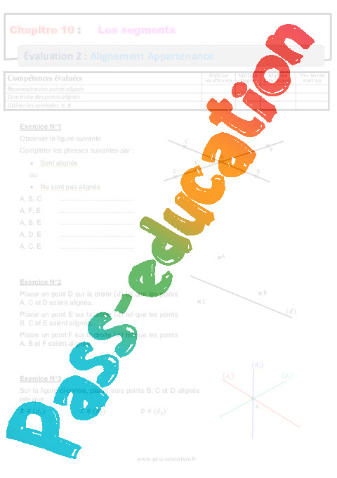Evaluation Points, alignement et appartenance : 6ème