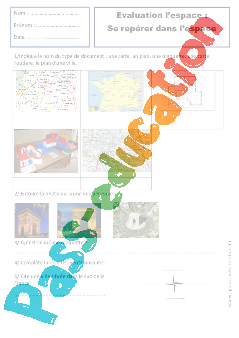 Evaluation Représenter l'espace : CE1