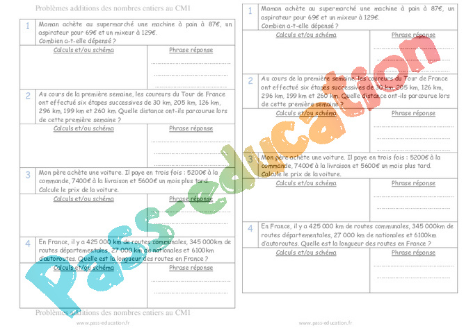 Exercice Additifs : CM1