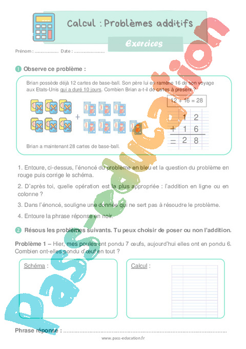 Exercice Addition / Dénombrement : CE1