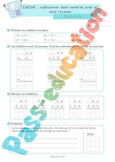 Exercice Addition / Dénombrement : CE2