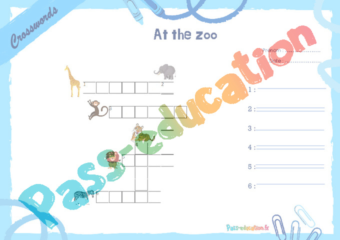 Exercice Animals - Anglais : CE2