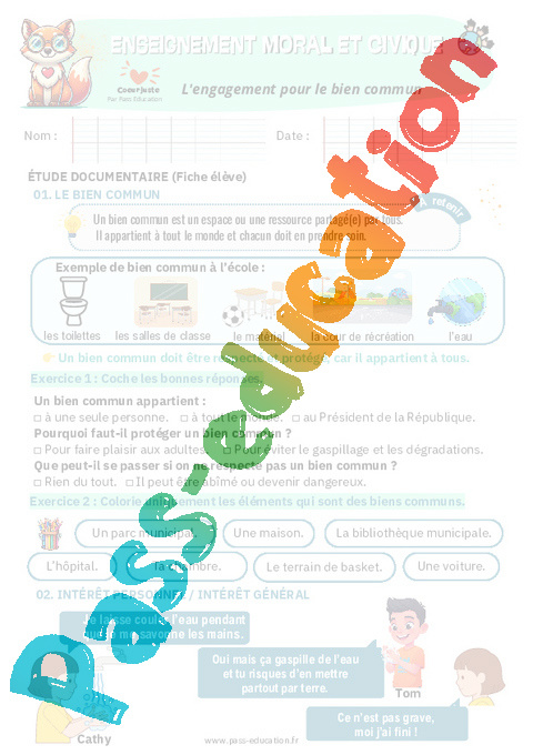 Exercice Apprendre ensemble et vivre ensemble : CE2