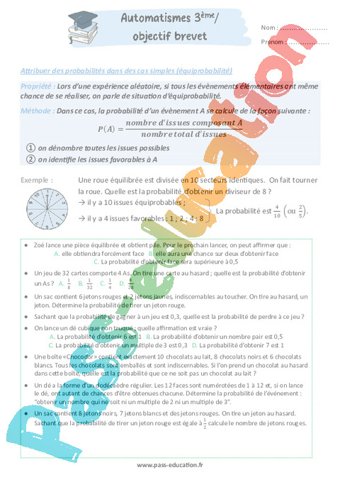 Exercice Automatismes gestion des données : 3ème