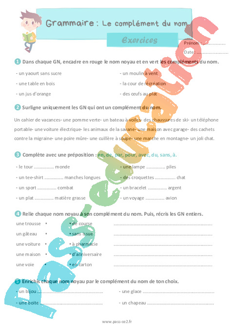 Exercice Complément du nom : CE2