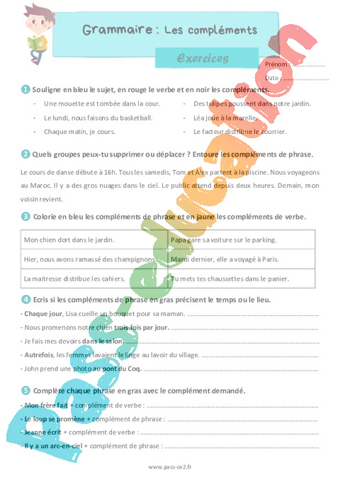Exercice Complément du verbe : CE2