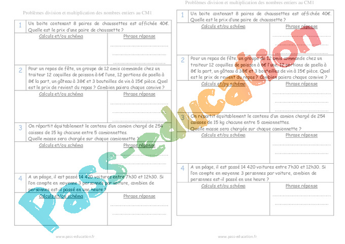 Exercice De divisions : CM1
