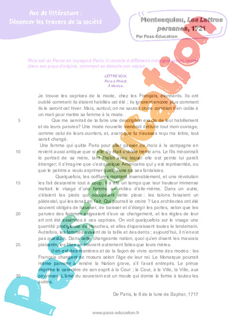 Exercice Dénoncer les travers de la société : 3ème